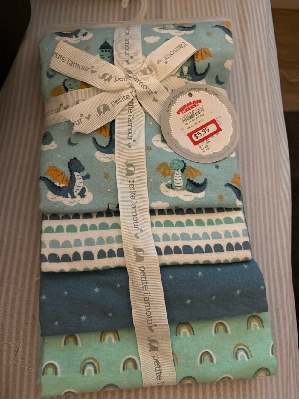 Baby Bedding Set in Teal Dragon & Rainbow Prints